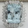 Cluster Rings Fashion Women Light Blue Princess Cut Zircon For Wedding Engagement Promise Bridal Ring Set Jewelry