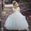 Robes de fille blanc Tulle première Communion sans manches dentelle princesse robe à fleurs fête de mariage anniversaire beauté Pageant robes de bal