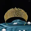 Hårklipp lyx cz tiaras vintage crystal diadem pageant party kärlek krona för kvinnor brud bröllopstillbehör smycken
