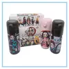 Garrafa térmica Demon Slayer Cute Garrafa Térmica Copo Portátil Criança Aço Inoxidável Caneca Térmica Kawaii Garrafa com Palha e Adesivos X0904