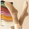 Women Socks 2023 Knitted Cotton Men Funny Solid Color Retro Japanese Student Stockings Sports Running Long