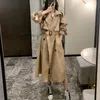 Trench da donna Coreano Donna 2023 Cappotto con risvolto solido Bottoni doppia fila Giacca a vento lunga Abbigliamento invernale Giacca per soprabito