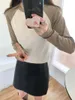 T-shirt da donna a maniche lunghe elasticizzata aderente camicia in maglia Top da donna 2023 autunno inverno colore a contrasto misto cotone casual basic magliette calde
