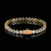 Bangle Free Custom Laser Marking Cubic Zirconia Tennis Chain Iced Out Armband Plated Bling Custom Made Jewellery 230901