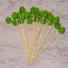 Forks 400Pc Bamboo Pick Buffet Tropical Leaves Cupcake Fruit Fork Dessert Salad Stick Cocktail Skewer For Party Decor