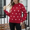 Kvinnors tröjor Fuzzy Women Sweatshirt Fashion Casual Long Sleeve Knit Sweater Lätt polka Dot Printing Pullover Top