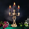 Andra evenemangsfestleveranser Halloween Skull Candlestick Skeleton Candle Holder Stand Glödande LED -ljus Ljus Läskiga rekvisita Bar Hemdekorationer 230904