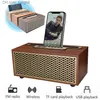 Draagbare luidsprekers FM Vintage Houtnerf Bluetooth-luidspreker TWS Draadloze subwoofer Outdoor Draagbare Radio Cadeau Stereo Mobiele telefoonstandaard Luidspreker Q230904