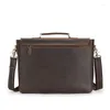 Briefcases Designer Men Briefcase Thick Cow Leather Laptop Handbag For Business Crossbody Bag Male Shoulder