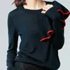 Pulls pour femmes Femmes Sexy Automne Hiver Simple Solid Tops Tricots Pull Pull Navy Lotus Leaf Patchwork Turtleneck Streetwear