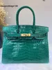 Дизайнерские сумки Женские сумки из натуральной кожи крокодила, сшитые вручную из восковой нити, сумка Nile 30 # 25, кожаная сумка с логотипом Ut6r