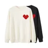 Pull de créateur loveheart Une femme amant cardigan tricot col rond col haut femme mode lettre blanc noir manches longues vêtements pull version haute.