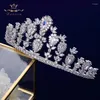 Pinzas para el cabello Bavoen, Tiara de boda europea en forma de corazón, tocados llenos de circonita, diademas de corona, joyería para novias