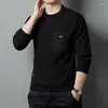 Camisas masculinas camisetas para homens bolsos qualidade impressa manga comprida 2023 outono moda em torno do pescoço camiseta vintage bonito tops M-3XL