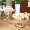皿プレート6pcsゴールドミラーメタルラウンドケーキスタンド結婚式の誕生日パーティーデザートカップケーキペデスタルディスプレイプレートホームデコレーションzz