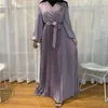 Ethnic Clothing Fashion Pleated Muslim Maxi Dress Abaya Dubai Islamic Caftan Saudi Arab Turkish Jilbab Party Gown Ramadan Abayas Robe