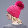 Beanie / Skull Caps Adulto e Criança Tingindo Pompom Beanies Inverno Chapéus Femininos Malha Skullies Real Fur Pom Pom Cap Gorros Bonnet Femme Hat para menina 230904