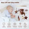 Rattles Mobiles Wooden Baby Rattles Soft Felt Cartoon Bear Cloudy Star Hanging Pendant Bed Bell Mobile Crib Montessori Toys For born Gift 230901