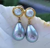 Dangle Earrings Z12358 20mm White Gray Black Red Blue Teardrop Shell Pearl Earring