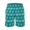 Мужские шорты Бирюзовые цветочные доски со слонами Летние Пейсли с животным принтом Спортивные фитнес-пляжные шорты Быстросохнущие модные плавки