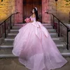 Abito da ballo principessa scintillante con scollo a cuore e spalle scoperte Abiti Quinceanera Cinghie eleganti Abito da dolce 16 in cristallo con applicazioni