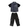 Stage Wear Kid Hip Hop Vêtements à carreaux Baseball Cardigan Chemise Cargo Pantalon Jeans Shorts pour fille garçon Jazz Dance Costume Vêtements