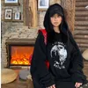 Sweats à capuche pour femmes, même modèle de Riri, surdimensionné, imprimé Os, pull ample, longueur aux genoux