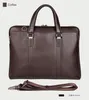 Kolejki luksusowe prawdziwe skórzane teczka Men Business Bag Laptop 15.6 -calowy dokument biurowy Case Mężczyzna Portfolio Czarny M270