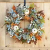 Juldekorationer Maple Leaf Pumpkin Wreath för Halloween Jul Thanksgiving Decor Autumn Door Hanging Wreath For Inhoor Outdoor Wall 230904