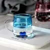 Copas de vino Linda pareja vaso para beber corazón 3D taza de jugo de agua interior ligero transparente oficina en casa leche café bebida taza de regalo