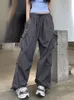 Women's Pants Capris Zoki Streetwear Hip Hop Cargo Pants Women Fashion Pockets Oversize Loose Trousers Summer Bf Korean High Waist Wide Leg Pants 230901