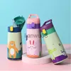 Tasses Plats Ustensiles 350 ml 500 ml Enfants Thermos Tasse Double Bouteille d'eau en acier inoxydable Thermique Dessin animé Bouteille d'eau Bouteille d'eau Tumbler pour enfants x0904