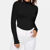 Women's T-Shirt Turtleneck Bottoming Shirt Autumn and Winter Women's Style Solid Color Brushed Long-sleeved T-shirt Basic Slim Y2k Top 230901