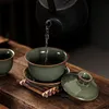 Teaware Sets Traditional Ice Cracked Ceramics Gaiwan Home Teacup Travel Tea Bowl Chinese Accessories Drinkware Personal Cup 140ml 230901