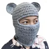 Berets Bear Hat Panda Head Po Props Year Thick Halloween Adults Kids Knitted Chenille Yarn Y2K Neck Warmer