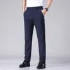 Męskie spodnie Summer Casual Men Thin Business Stretch Slim Elastyczna Talia Jogger Koreański klasyczny czarny szary niebieskie spodnie Mężczyzna 230904