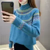 Women's Sweaters Knitwears Women Sweater Half A Turtleneck Garment Of The Color Warm Winter National Wind Soft Yellow