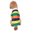 Dog Apparel Shirt Durable Lapel Collar Adorable Pet Cat Two-legged Stripes Clothes Daily Wear