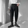 Men's Pants Luxury Mens Fashion Harem Pants Drappy Pleated Trousers Black White Elastic Waist Tapered Casual Pant Man Streetw260w