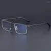 Solglasögonramar Pure Titanium Spectacle Frame Half Men's stora ansikte kan utrustas med Nyopia Recept Lens 910