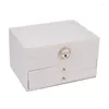 Smyckespåsar 1st Diamond Checker Box Vintage Drawer With Lock Premium Necklace Ring Ear Storage