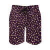 Short de plage élégant à taches léopard pour hommes, violet et or, confortable, sport, pantalon court de grande taille