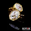 Cuff Links KFLK jewelry shirt cufflink for mens Brand cuff button Gold-color watch movement cuff link High Quality abotoadura guests 230904