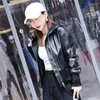 レディースレザージャケットリアル女性韓国フード付きコート黒い本物の羊皮ジャケットショートアウトウェアJaq2023
