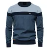 Suéteres para hombres Aiopeson Sweater de algodón empalmado Hombres casuales de la marca de invierno de tejido macho de alta calidad 230904