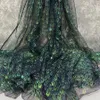 Tessuto luccicante a rete abbronzante tessuto di design piuma di pavone pizzo laser abbigliamento materiale per cucire 230904