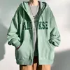 Damen Hoodies Herbst Winter Hiphop High Street bestickter Buchstabe Cardigan Pullover lose warme Mode Sportjacke Mädchen mit Kapuze