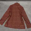 Koszula designerska Kobiety Bluzka kontrast Top Fash Mashting Druk z długim rękawem jedwabny tkaninę
