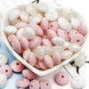 Teethers Toys CuteIdea 20Pcs Silicone Beads 12MM Lentil DIY Baby Pacifier Chain Pendant A Free Chewable Colorful Teether 230901