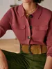 Suéteres de mujer Kardigan Rajut Wanita Sweter Sederhana Berkancing Sebaris Atas Pakaian Kerah Lipat Satu Warna dengan Saku Ganda untuk 230904